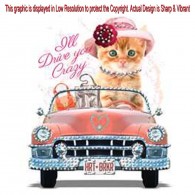 Rhinestone Funny Cat Cadillac